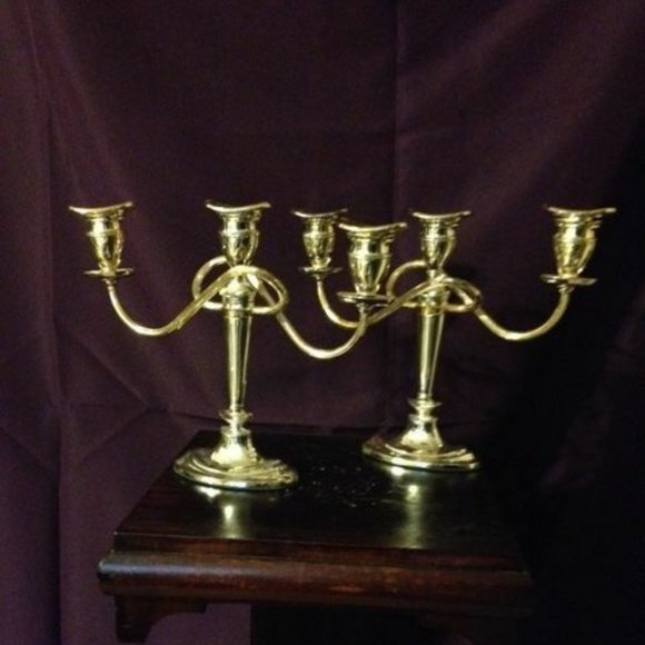 PAIR Vintage Silver Plate Candelabra - Made in UK - Picture 1 of 6